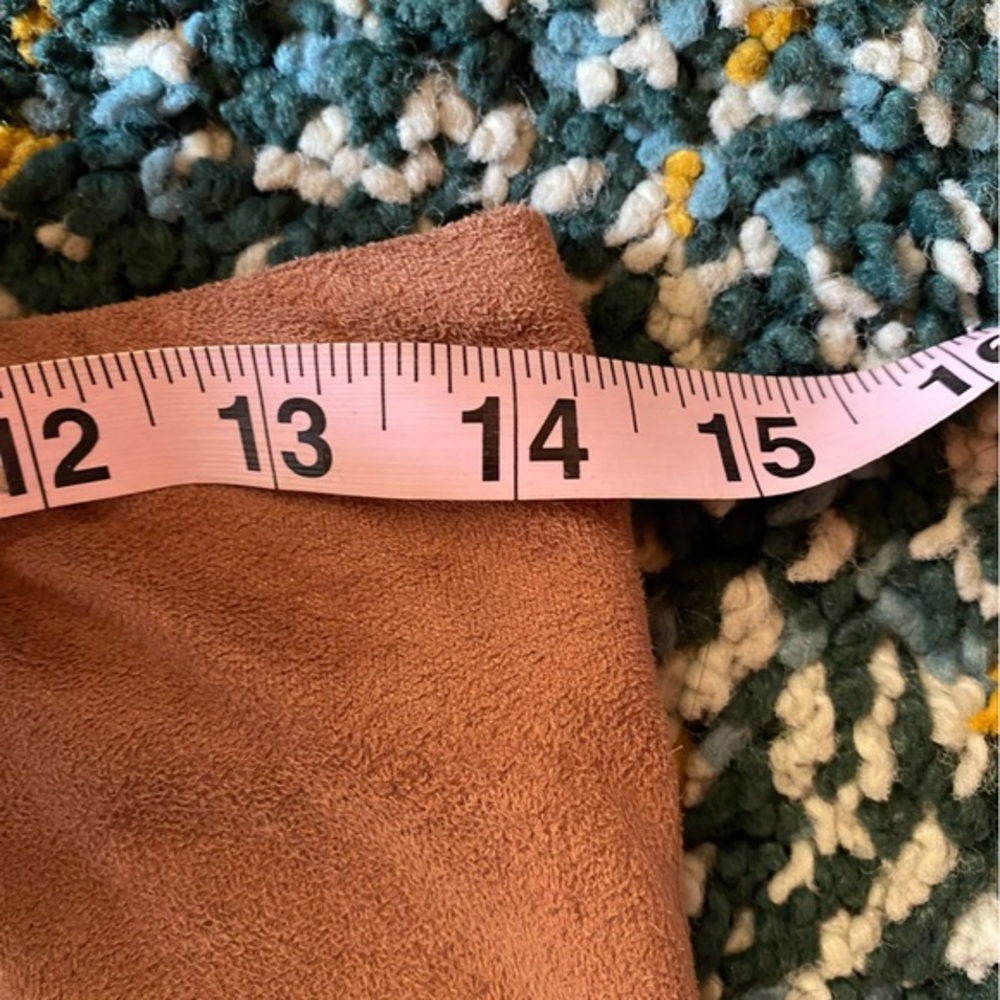 Unique 90s Vintage Microsuede & Denim Midi Skirt sz 6 - Picture 10 of 11